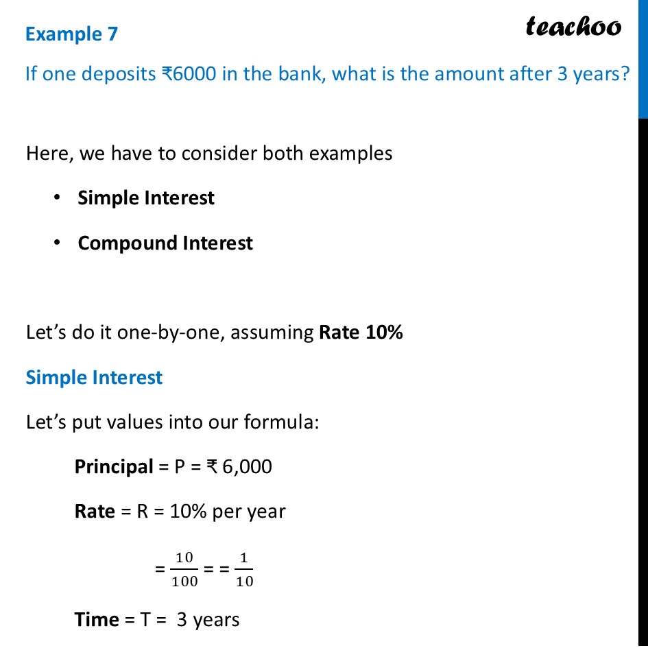 If one deposits ₹6000 in the bank, what is the amount after 3 years? - Growth and Compounding