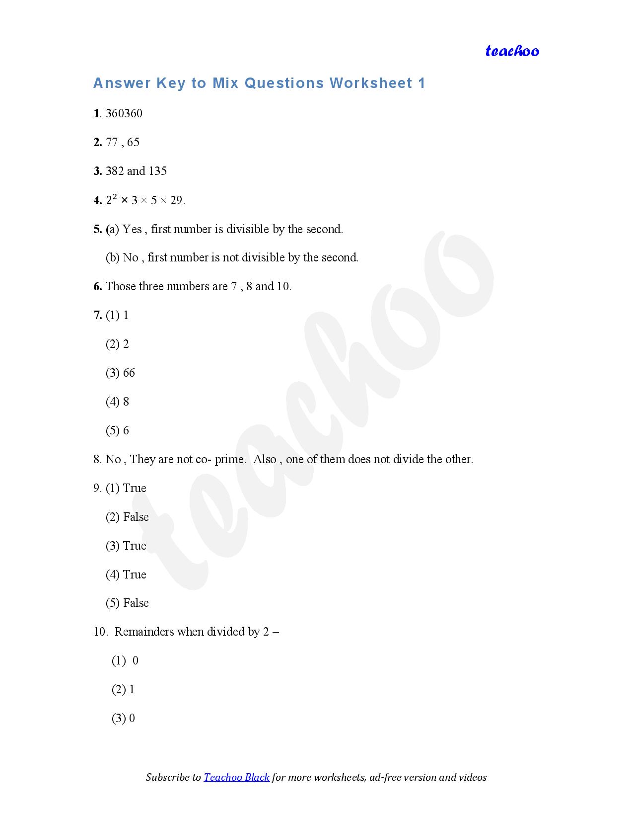part 4 - Mix Questions - Worksheet 1 - Teachoo Questions - Mix - Chapter 5 Class 6 - Prime Time (Ganita Prakash) - Class 6 (Ganita Prakash & Old NCERT)
