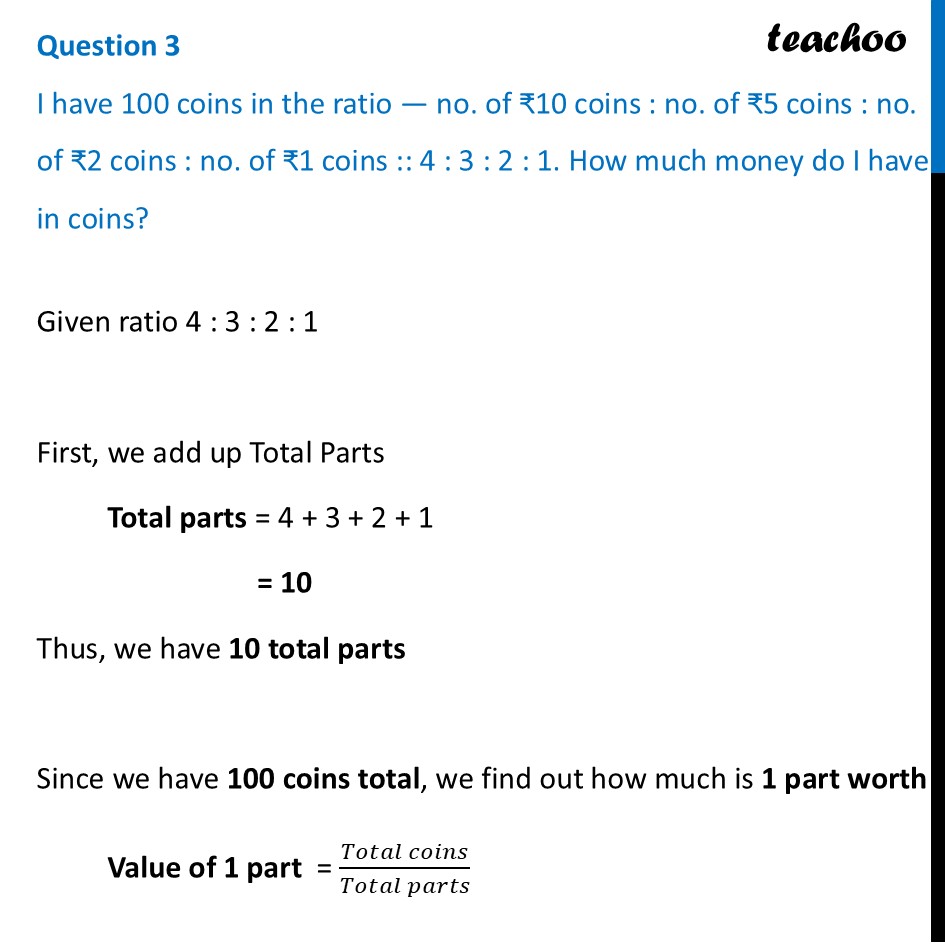 I have 100 coins in the ratio - no. of ₹10 coins : no. of ₹5 coins - Figure it out - Page 60