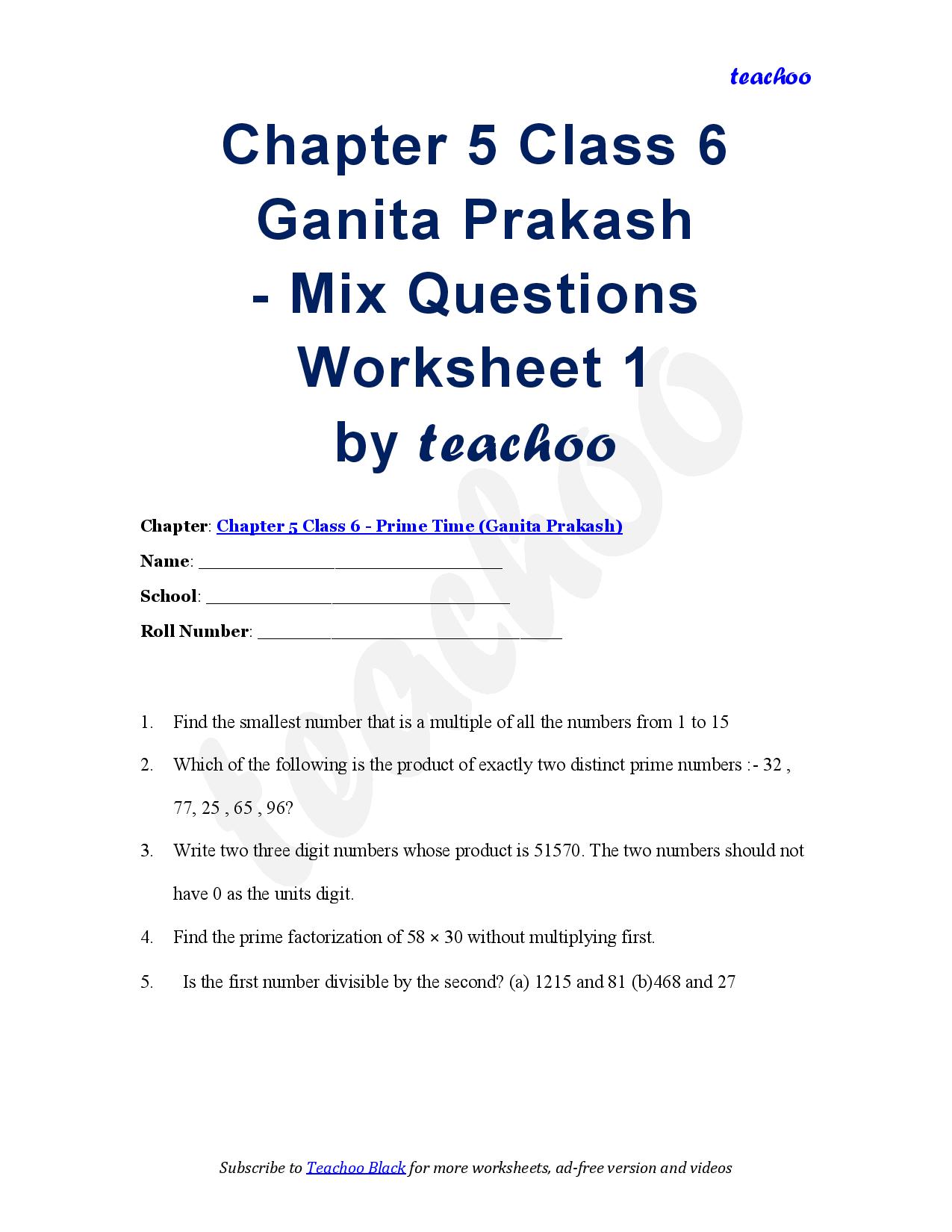 Prime Time (Ganita Prakash) Class 6 - Practice Questions (Download PDF - Teachoo Questions - Mix