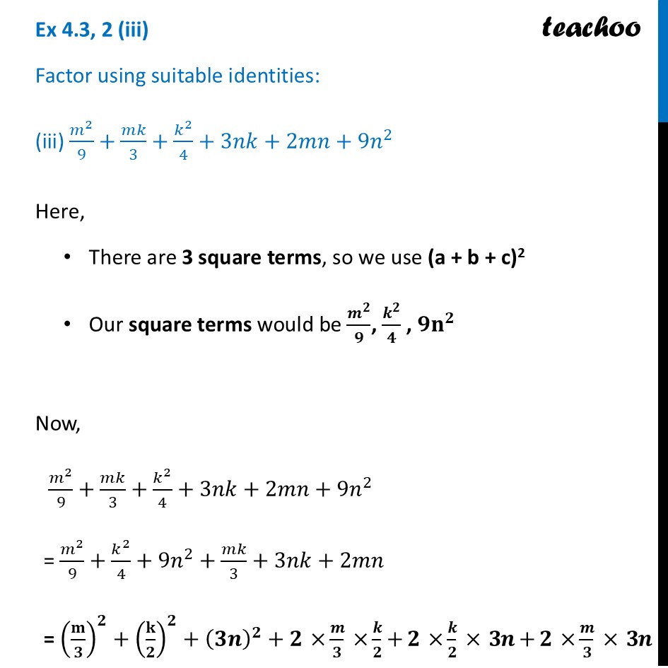 part 5 - Ex 4.3, 2 - Exercise Set 4.3 - Chapter 4 Class 9 - Exploring Algebraic Identities (Ganita Manjari I) - Class 9