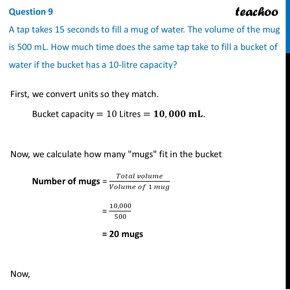 A tap takes 15 seconds to fill a mug of water. The volume of the mug - Figure it out - Page 176, 177