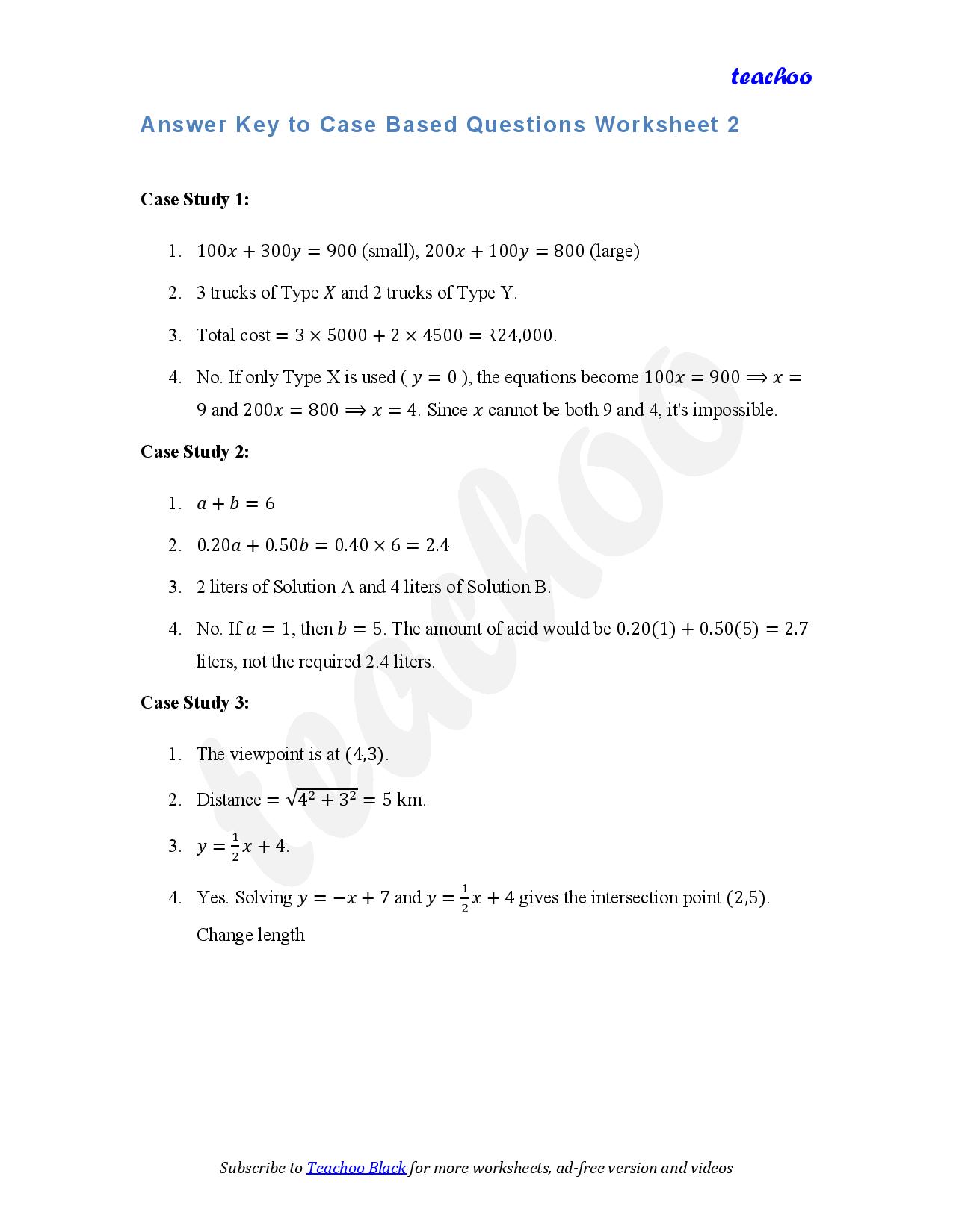 part 6 - Case Based Questions - Worksheet 2 - Teachoo Questions - Case Based - Serial order wise - Chapter 3 Class 10 Pair of Linear Equations in Two Variables