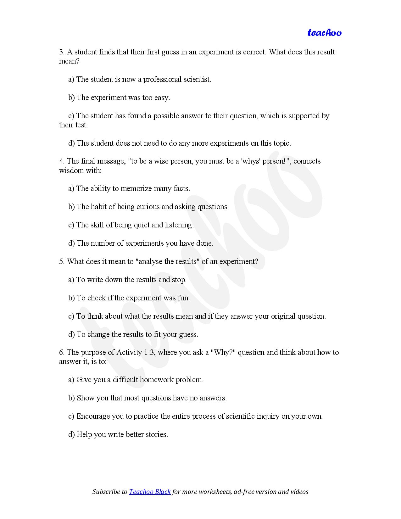 part 2 - MCQ - Worksheet 2 - Teachoo Questions - MCQs - Chapter 1 Class 6 - The Wonderful World of Science (Curiosity) - Class 6