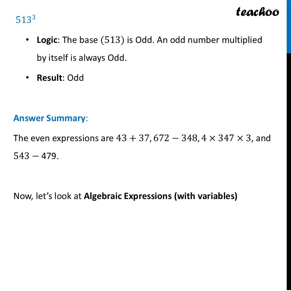 part 5 - Parity of Arithmetic Expressions - Parity of Arithmetic & Algebraic Expressions - Chapter 5 Class 8 - Number Play (Ganita Prakash) - Class 8 (Ganita Prakash - 1, 2 & Old NCERT)
