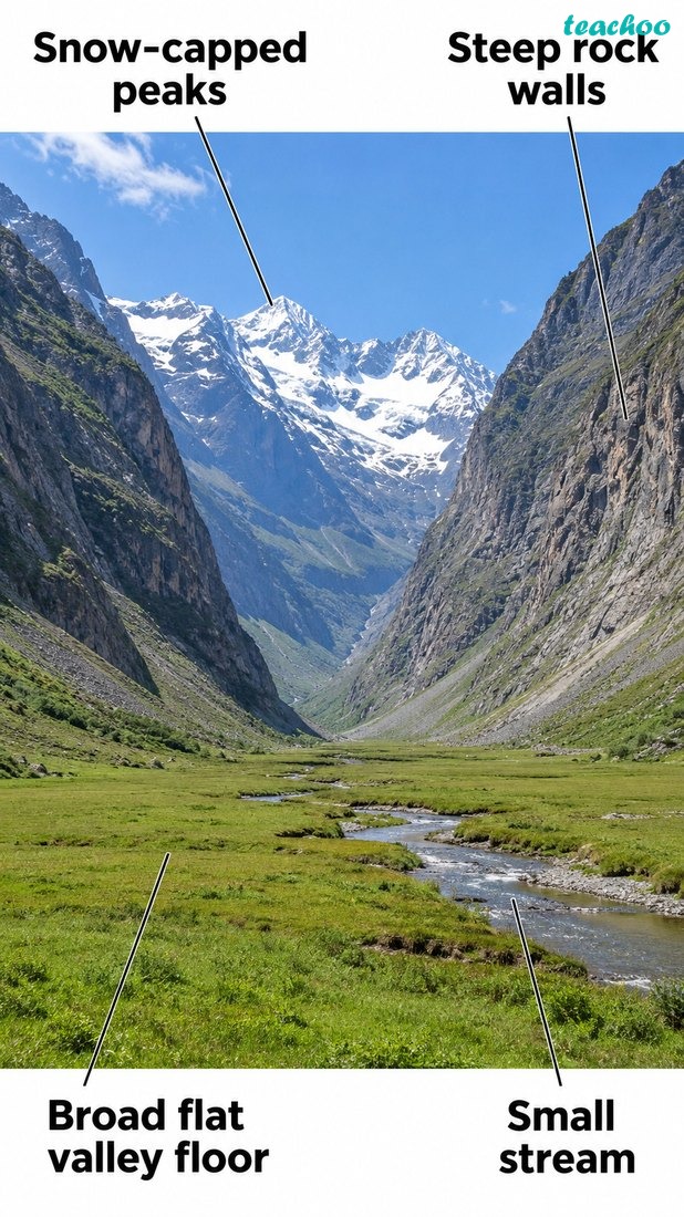 Fig. 2.18 — U-shaped valley shown clearly as a broad, steep-sided glacial valley.