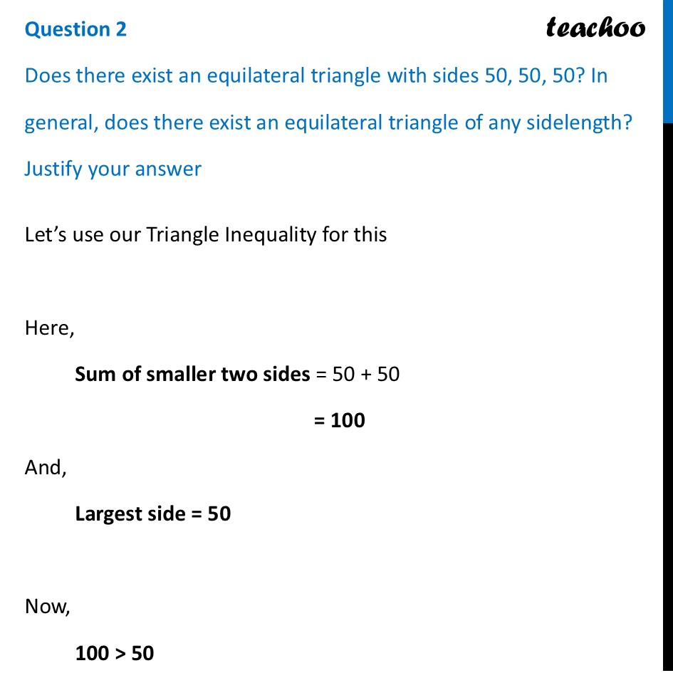 Does there exist an equilateral triangle with sides 50, 50, 50? - Figure it out - Page 159