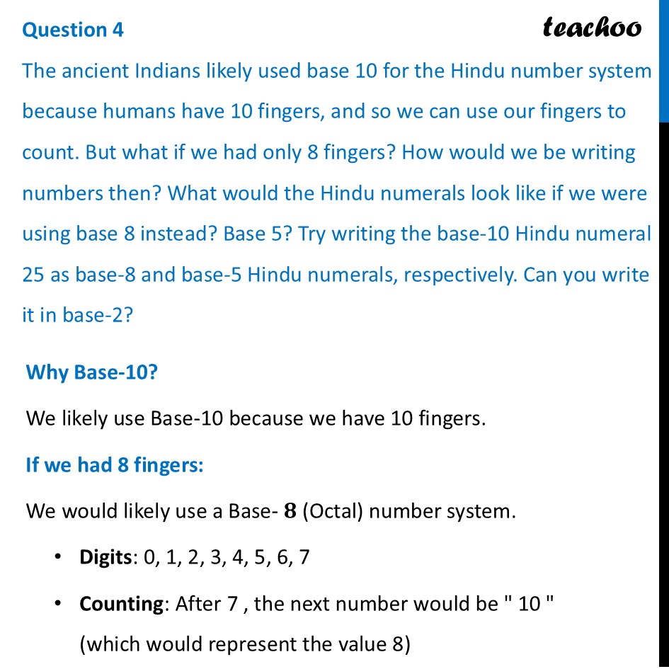 The ancient Indians likely used base 10 for the Hindu number system - Figure it out - Page 80