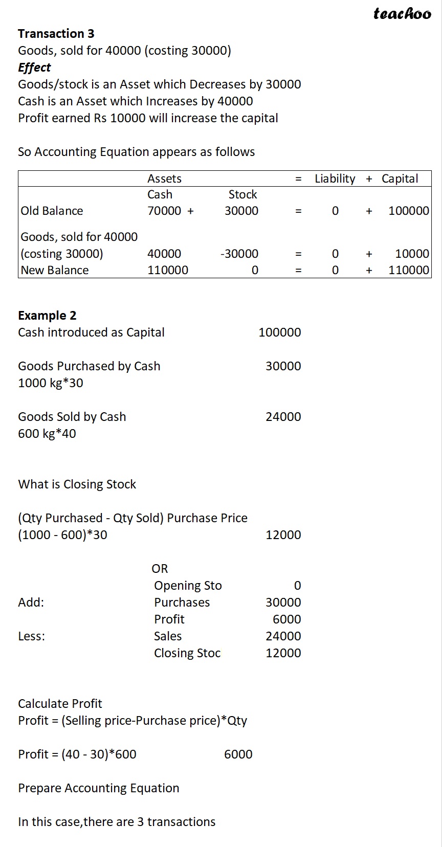 part 5 - Accounting Equation for Purchases, Sales, and Stock - Chapter 5 - Accounting Equation - Class 11 - Accountancy