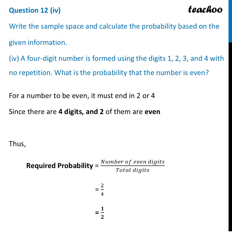 A four-digit number is formed using the digits 1, 2, 3, and 4 with no - End-of-Chapter Exercises