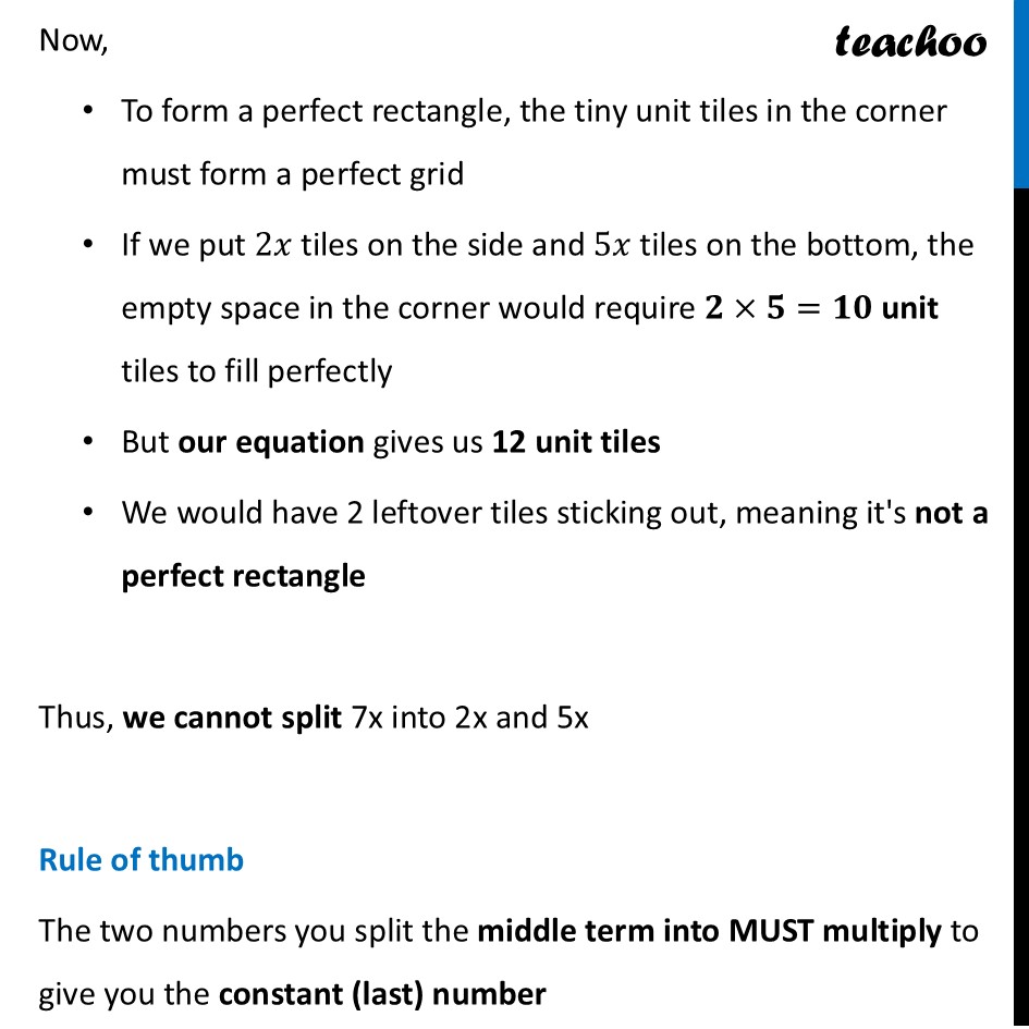 part 2 - Question 1 - Think & Reflect Box 1 (Page 79) - Factorisation Using Algebra Tiles - Chapter 4 Class 9 - Exploring Algebraic Identities (Ganita Manjari I) - Class 9