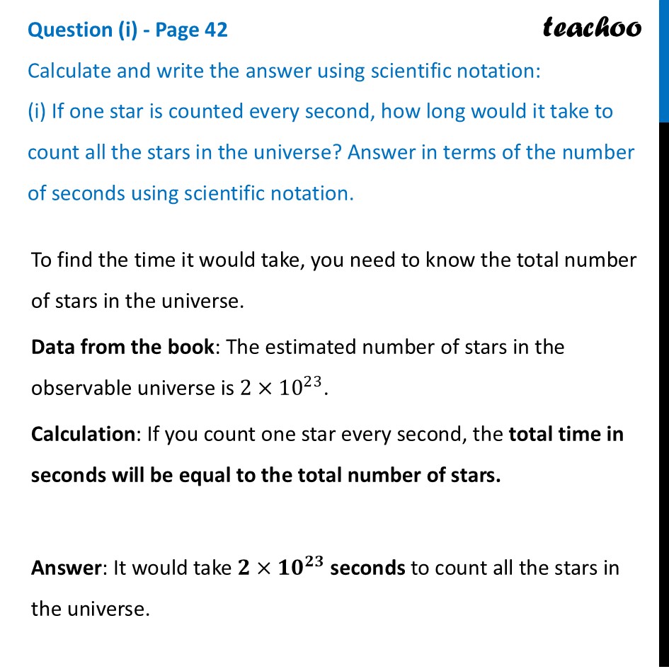 If one star is counted every second, how long would it take to count - Getting a sense of Large Numbers