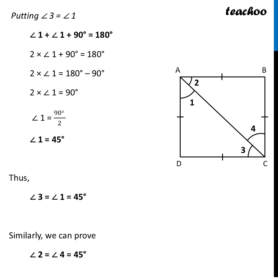 part 2 - Diagonal bisecting angle of Square - Square - Chapter 4 Class 8 - Quadrilaterals (Ganita Prakash) - Class 8 (Ganita Prakash & Old NCERT)
