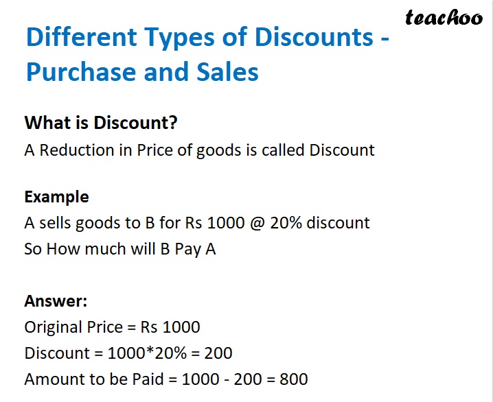 Different Types of Discounts - Purchase and Sales [Accountancy] - Chapter 1 - Introduction to Accounting