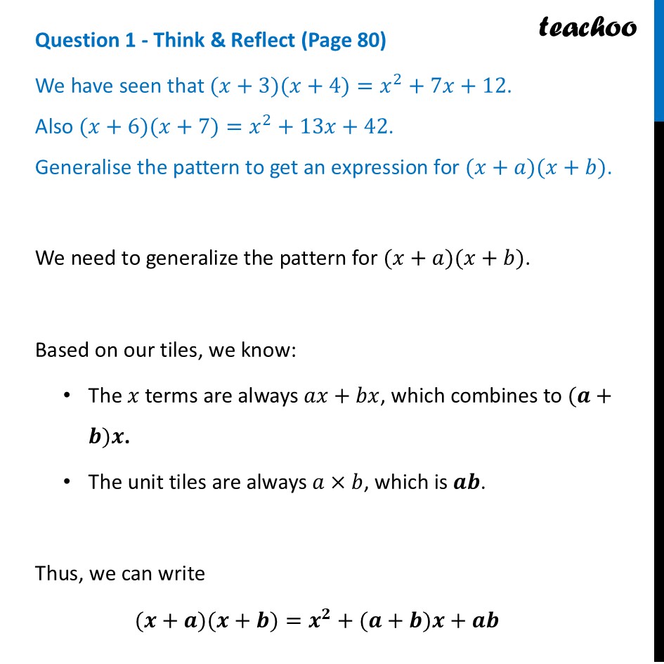 We have seen that (x + 3)(x + 4) = x^2 + 7x + 12 [Class 9 Chapter 4] - Factorisation Using Algebra Tiles