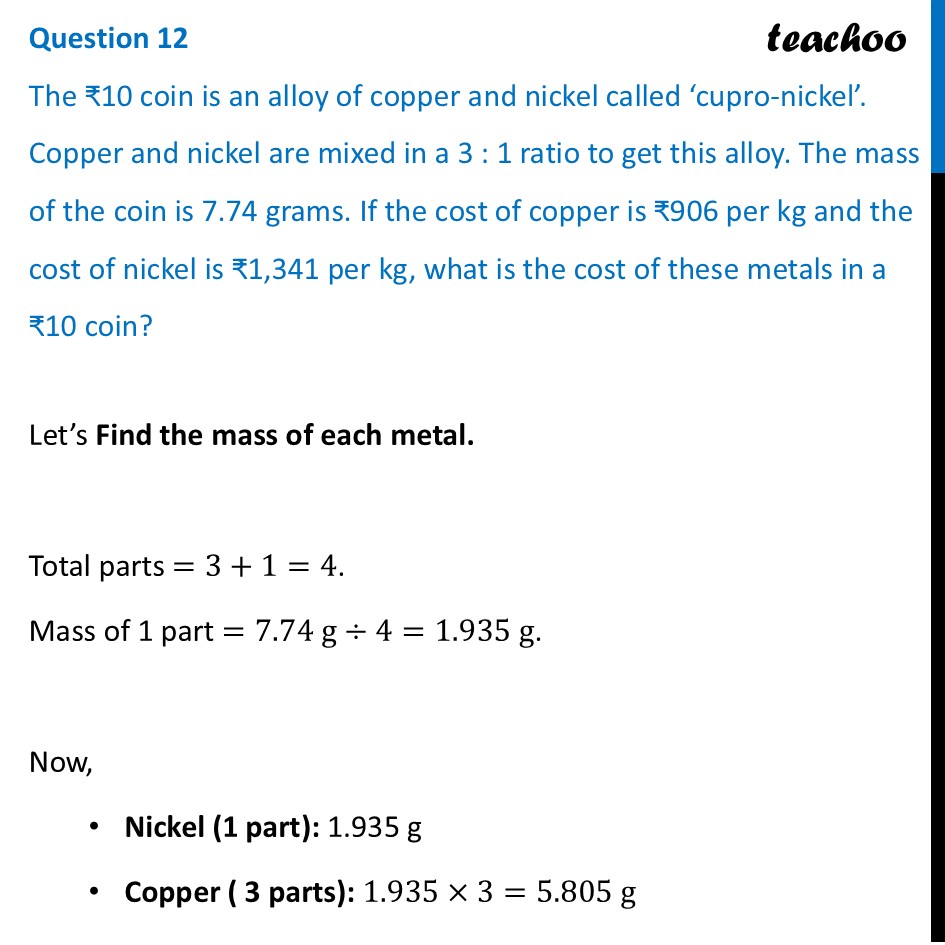 The ₹10 coin is an alloy of copper and nickel called ‘cupro-nickel’ - Figure it out - Page 176, 177