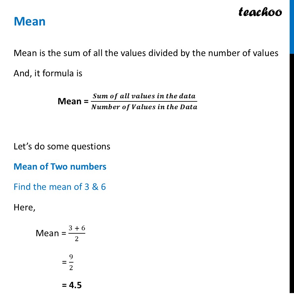 Mean - Basic Definition, Formula [with Questions] - Class 8 Maths - Tinkering with Mean