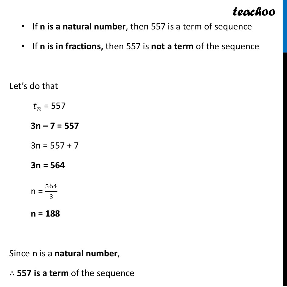 part 5 - Exercise Question 1 (Page 178) - Explicit Rule for a Sequence - Chapter 8 - Predicting What Comes Next: Exploring Sequences & Progress - Class 9