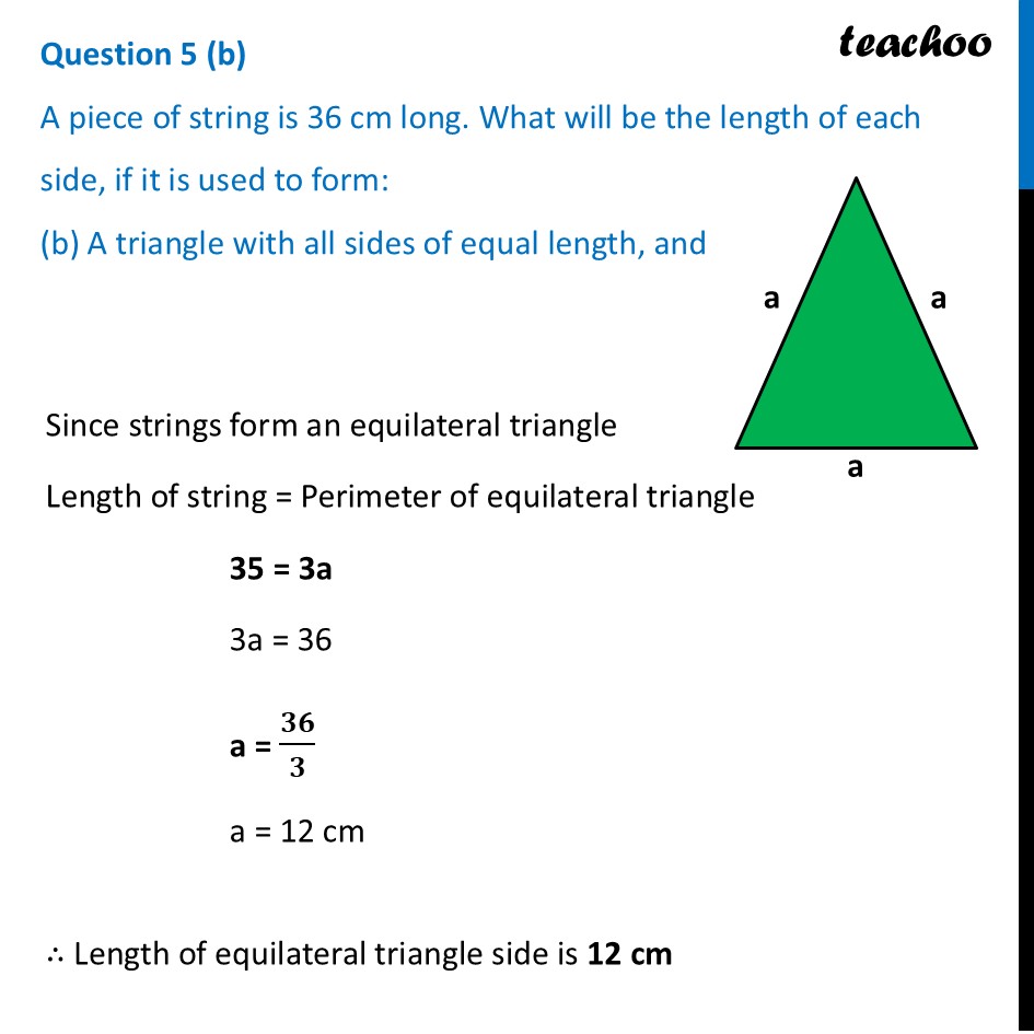 A piece of string is 36 cm long (b) A triangle with all sides of equal - Figure it out - Page 132