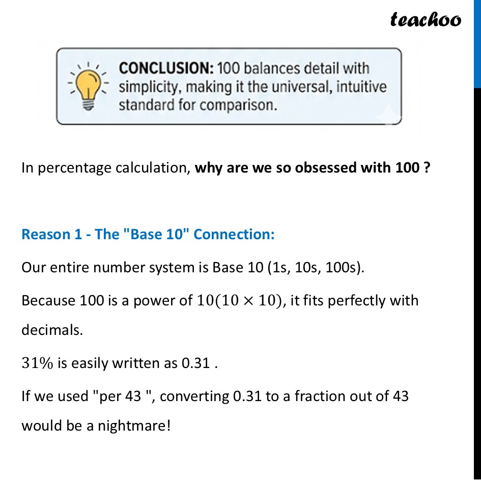part 3 - Why choose 100? Why not 43 or 1000? - Uses of Percentages - Chapter 1 Class 8 - Fractions in Disguise (Ganita Prakash II) - Class 8 (Ganita Prakash - 1, 2 & Old NCERT)