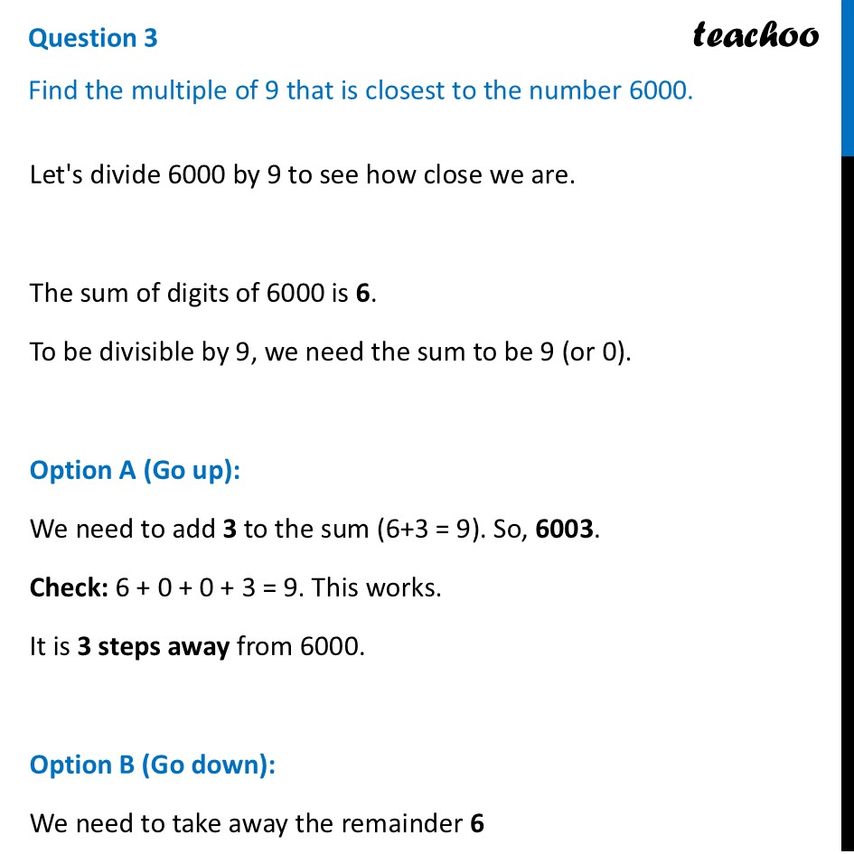 [Class 8] Find the multiple of 9 that is closest to the number 6000. - Figure it out - Page 126