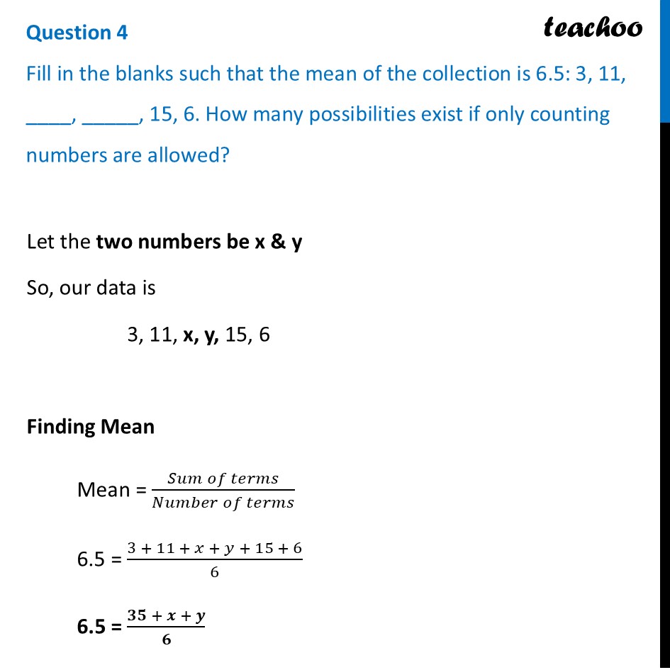 Fill in the blanks such that mean of the collection is 6.5: 3, 11, __ - Figure it out - Page 127-132
