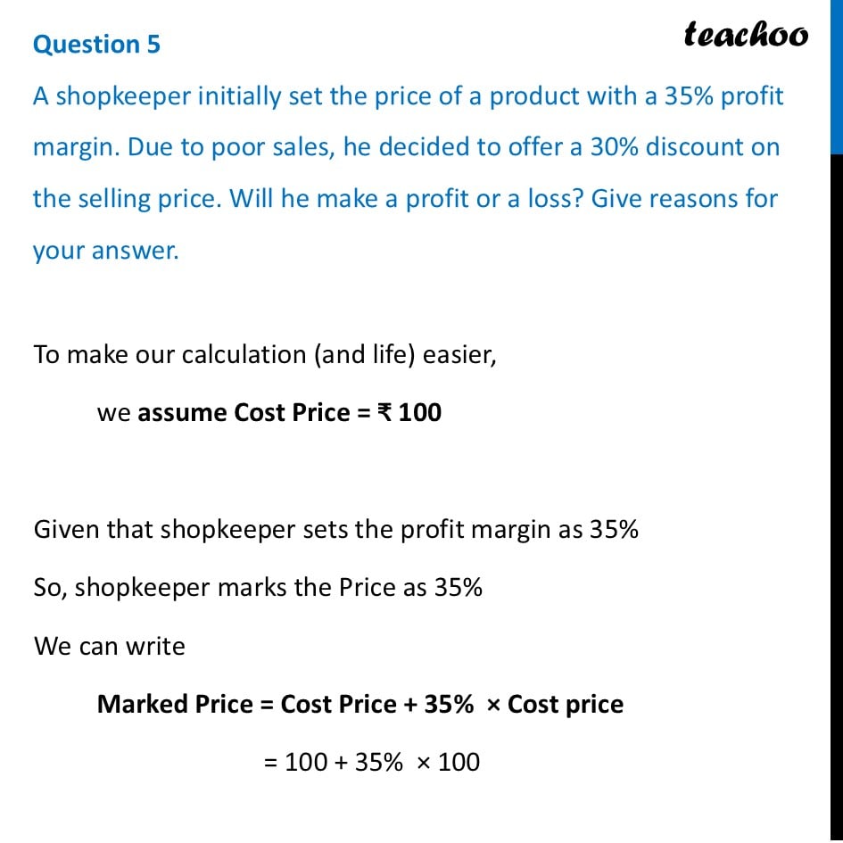 A shopkeeper initially set the price of a product with a 35% profit - Figure it out - Page 28, 29, 30