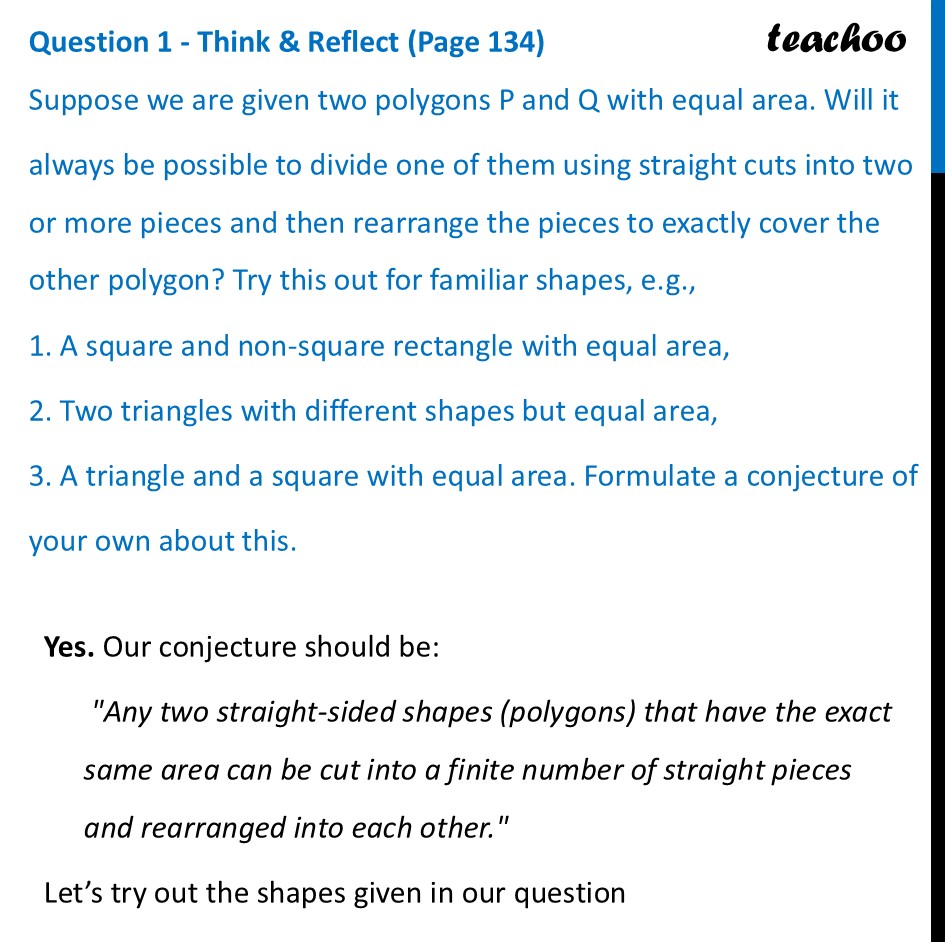 [Class 9] Suppose we are given two polygons P and Q with equal area - Area of a Triangle