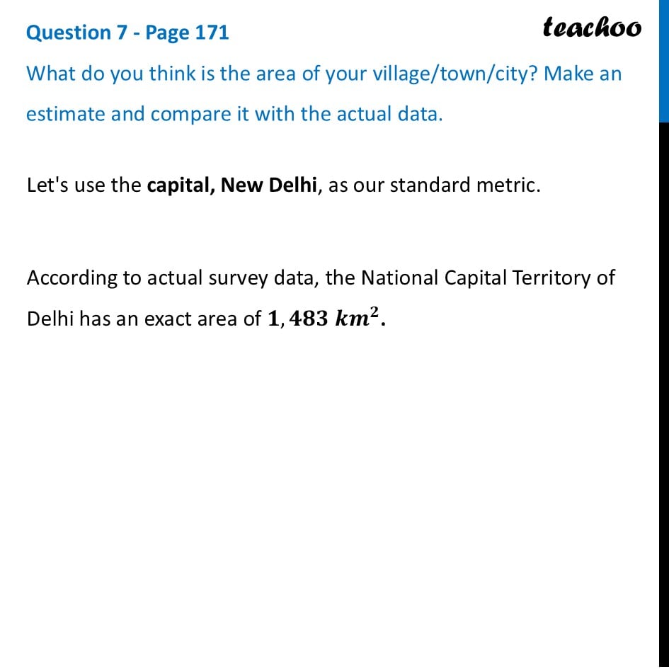What do you think is the area of your village/town/city? Make an - Areas in Real Life