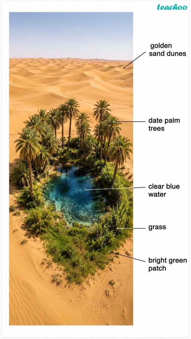 Fig. 2.22 — Oasis shown clearly as water and vegetation in a desert region.