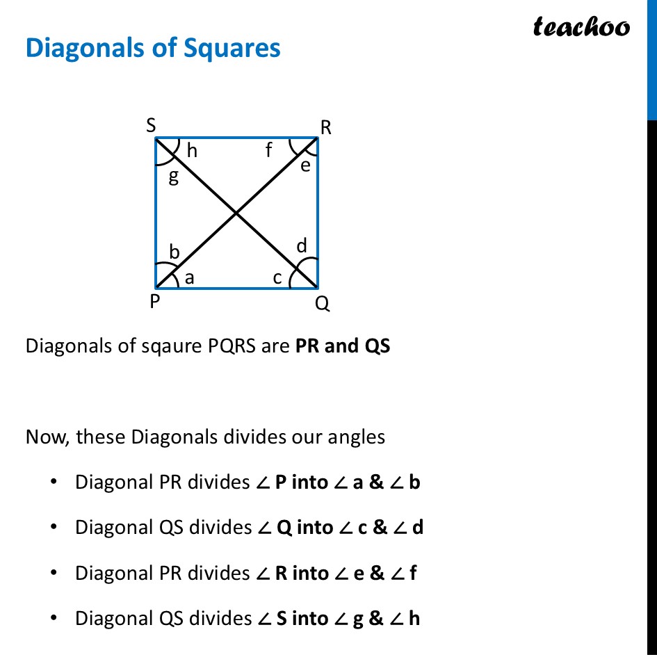 [Class 6] Diagonals of Squares – Definition, Angle Bisection - Teachoo - Diagonals of Rectangles and Squares