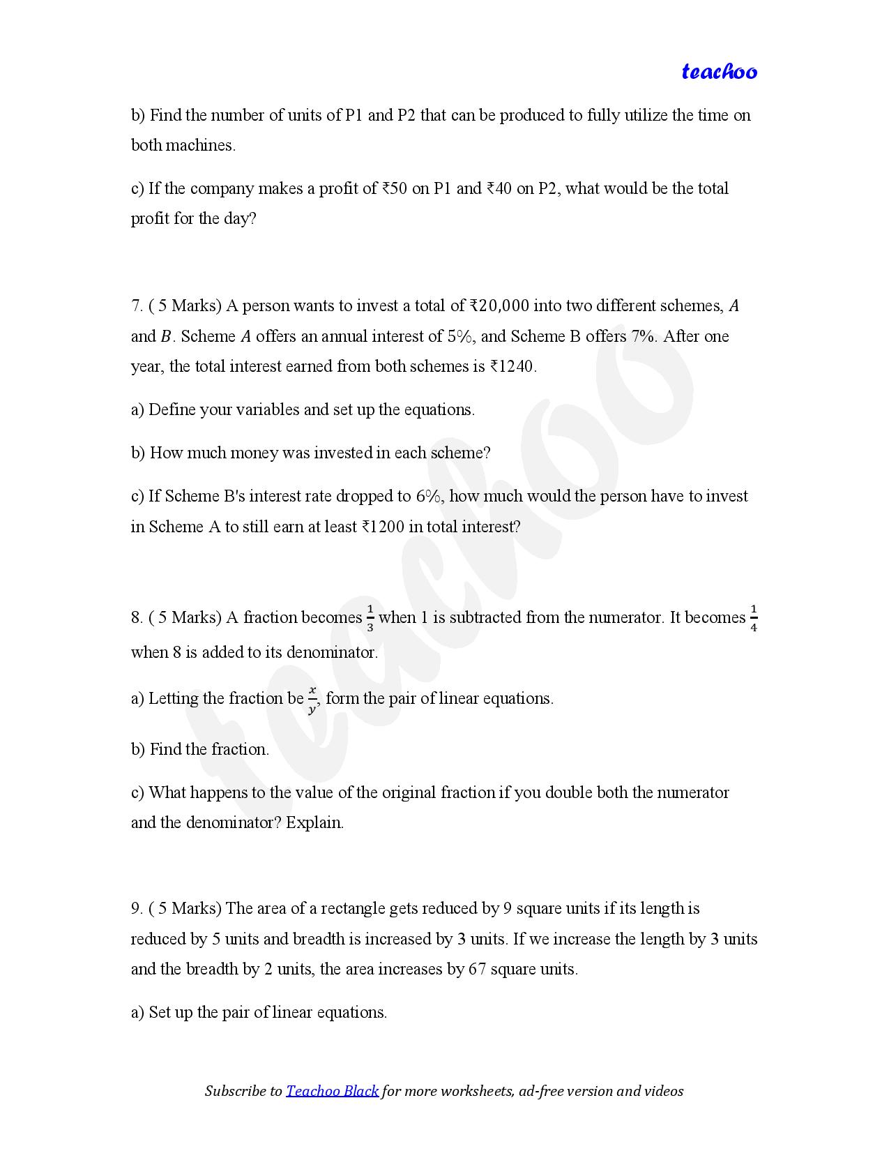 part 3 - Mix Questions - Worksheet 2 - Teachoo Questions - Mix - Serial order wise - Chapter 3 Class 10 Pair of Linear Equations in Two Variables