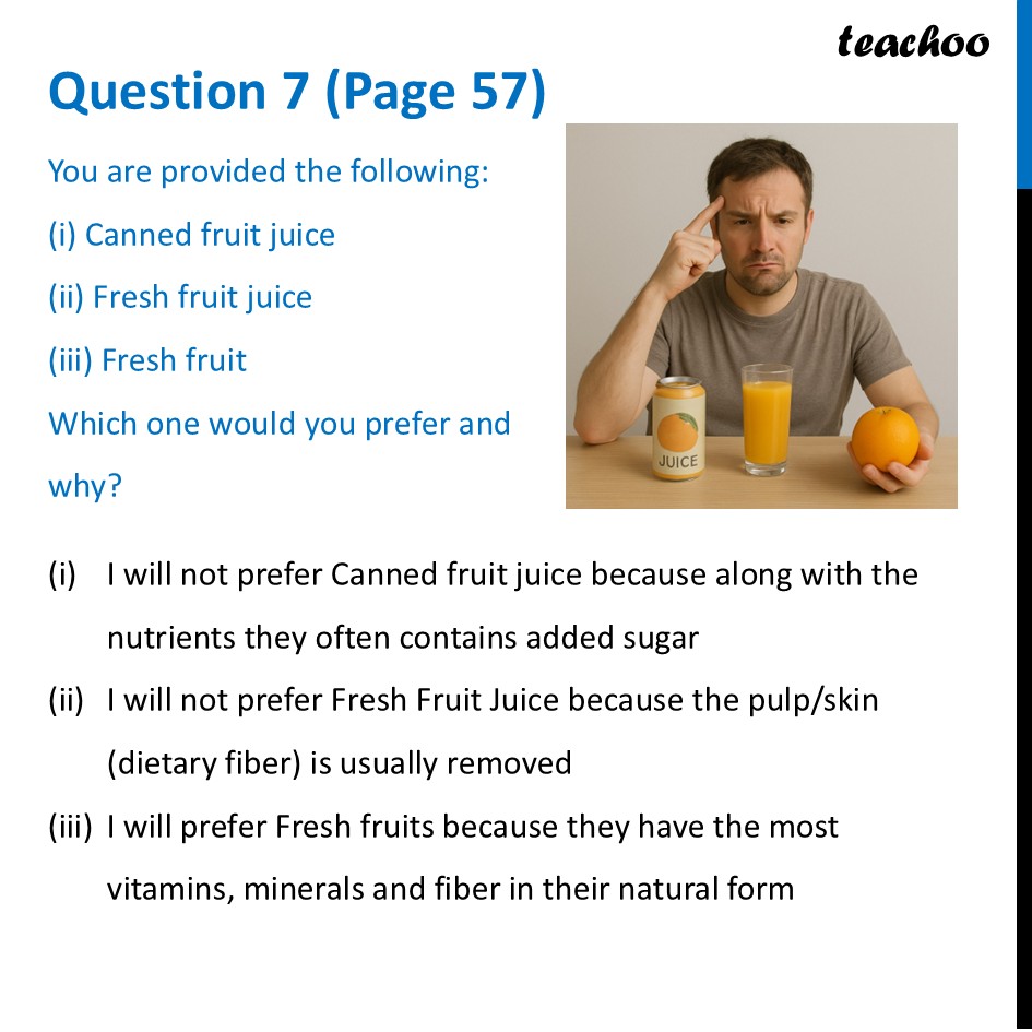 [Curiosity] You are provided the following: (i) Canned fruit juice - Questions at the end of chapter (Page 56, 57 & 58)
