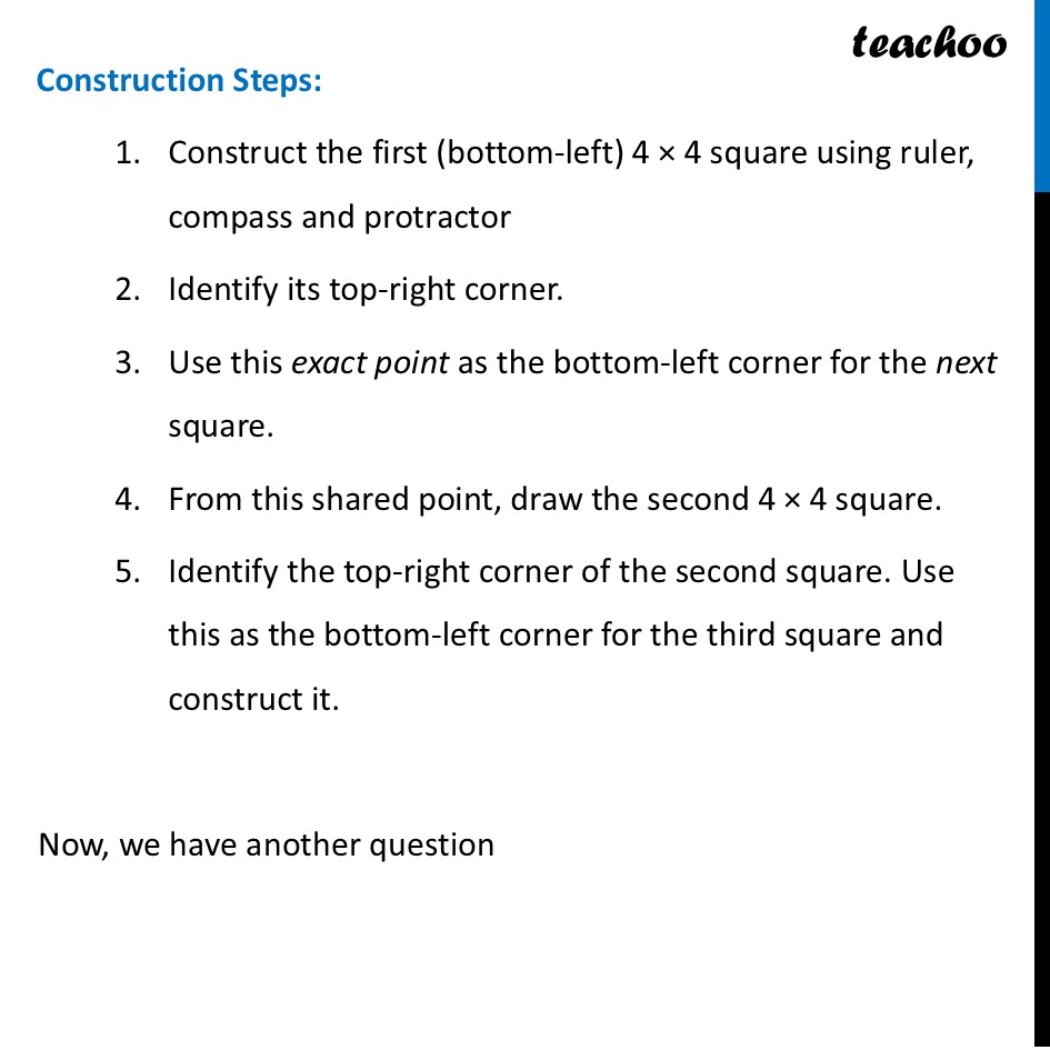 part 2 - Construct Falling Squares - Questions - Page 201 to 203 - Chapter 8 Class 6 - Playing with Constructions (Ganita Prakash) - Class 6 (Ganita Prakash & Old NCERT)