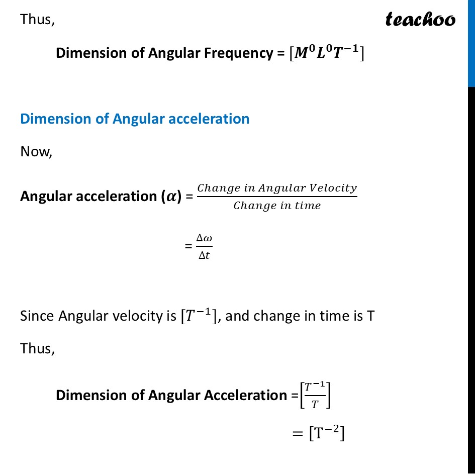 part 15 - Dimensions of Physical Quantities - Concepts - Chapter 1 - Units and Measurement - Physics Class 11