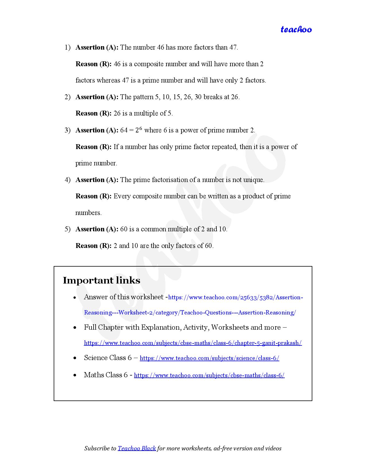 part 2 - Assertion Reasoning - Worksheet 2 - Teachoo Questions - Assertion Reasoning - Chapter 5 Class 6 - Prime Time (Ganita Prakash) - Class 6 (Ganita Prakash & Old NCERT)