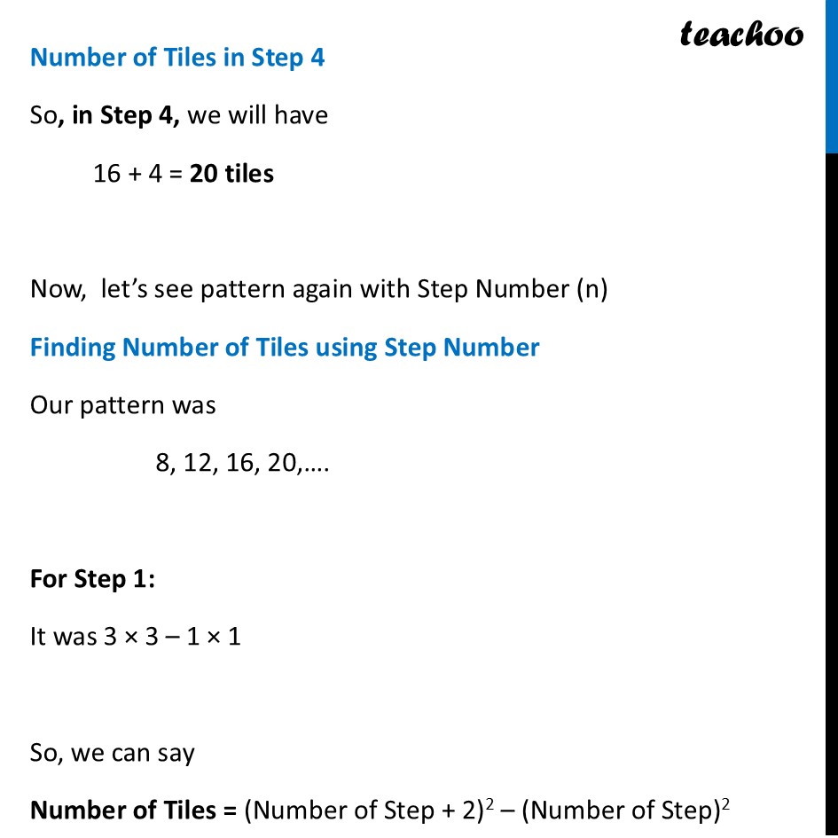 part 4 - Pattern made of Square Tiles - This Way or That Way, All Ways Lead to the Bay - Chapter 6 Class 8 - We Distribute yet things Multiply (Ganita Prakash) - Class 8 (Ganita Prakash - 1, 2 & Old NCERT)