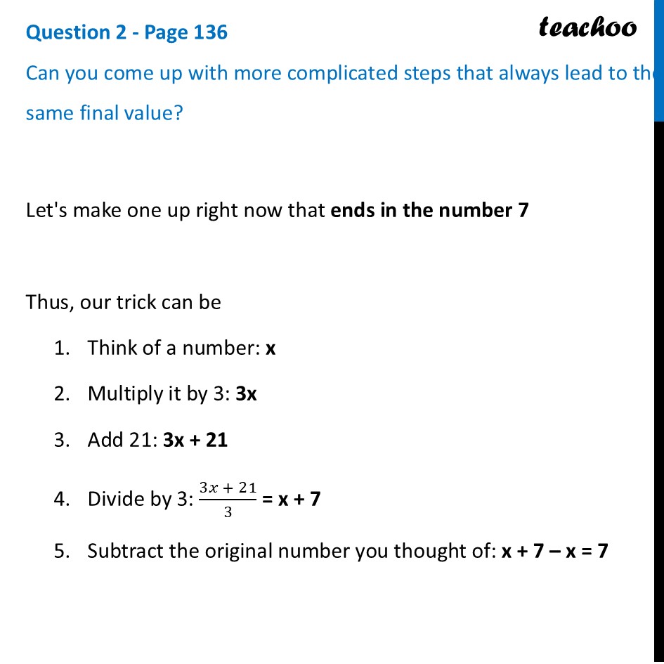 Can you come up with more complicated steps that always lead to the - ‘Think of a Number’ Tricks