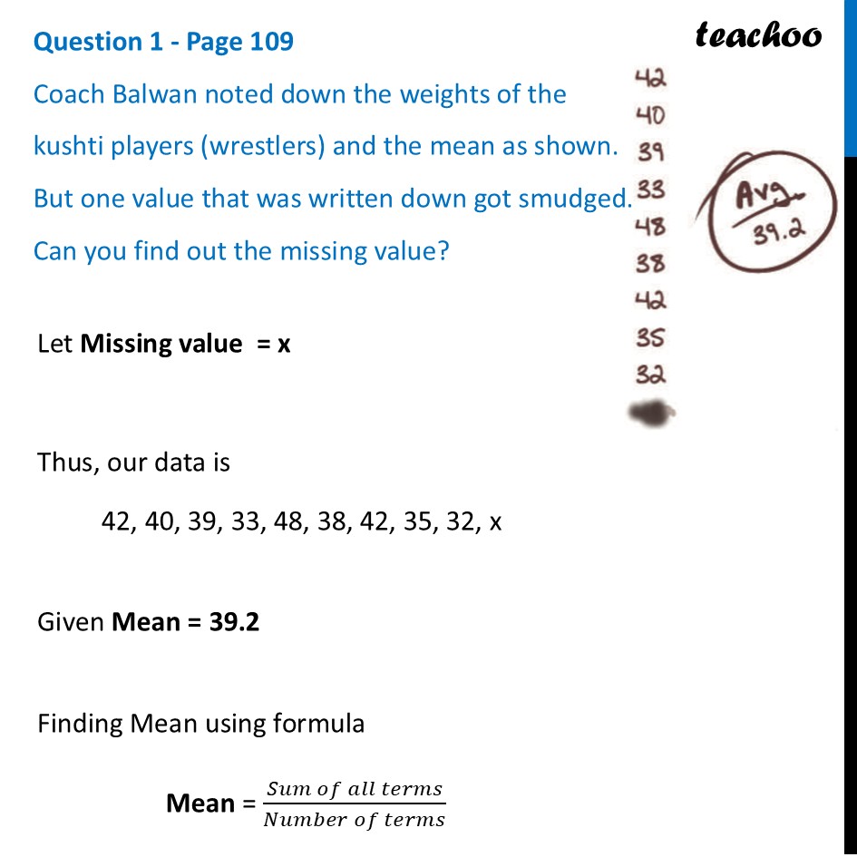 [Maths] Coach Balwan noted down the weights of the kushti players - Finding the Unknown