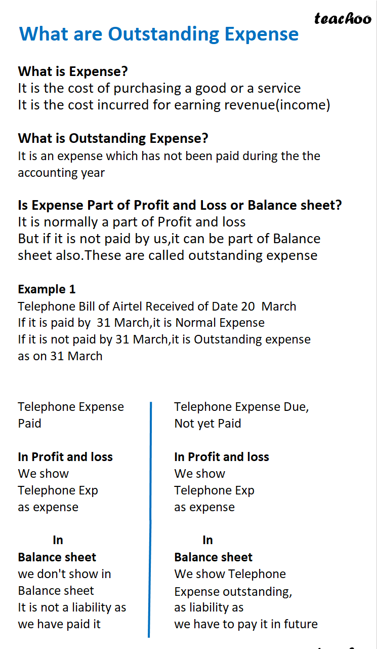 [Class 11 Accountancy] What are Outstanding Expense? - With Questions - Chapter 1 - Introduction to Accounting