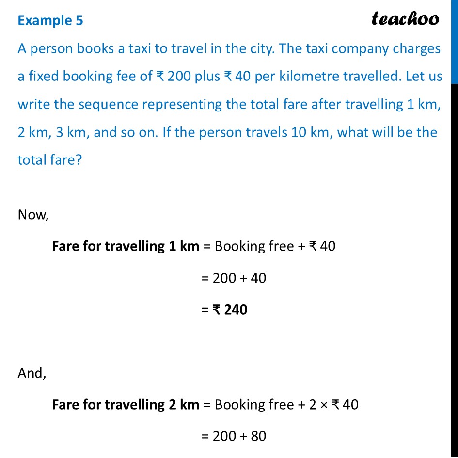 Example 5 - A person books a taxi to travel in the city. The taxi - Visualising an AP