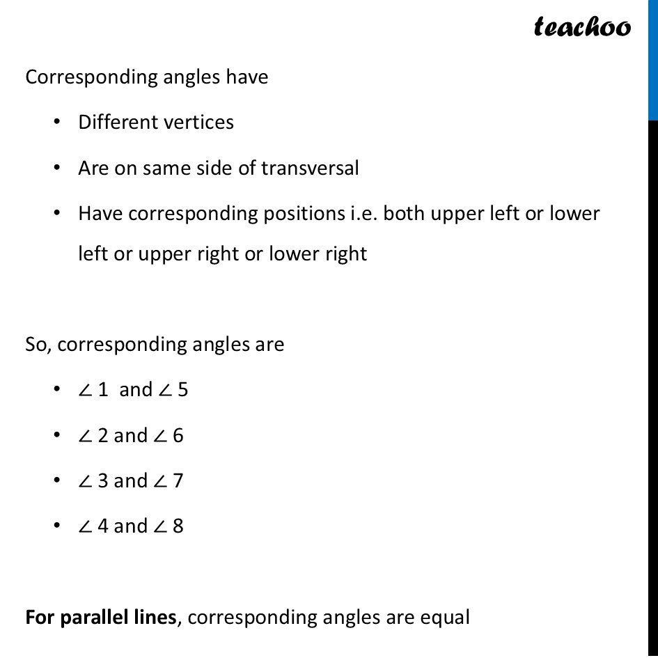 part 2 - Corresponding Angles - Corresponding Angles - Chapter 5 Class 7 - Parallel and Intersecting Lines (Ganita Prakash) - Class 7 (Ganita Prakash & Old NCERT)