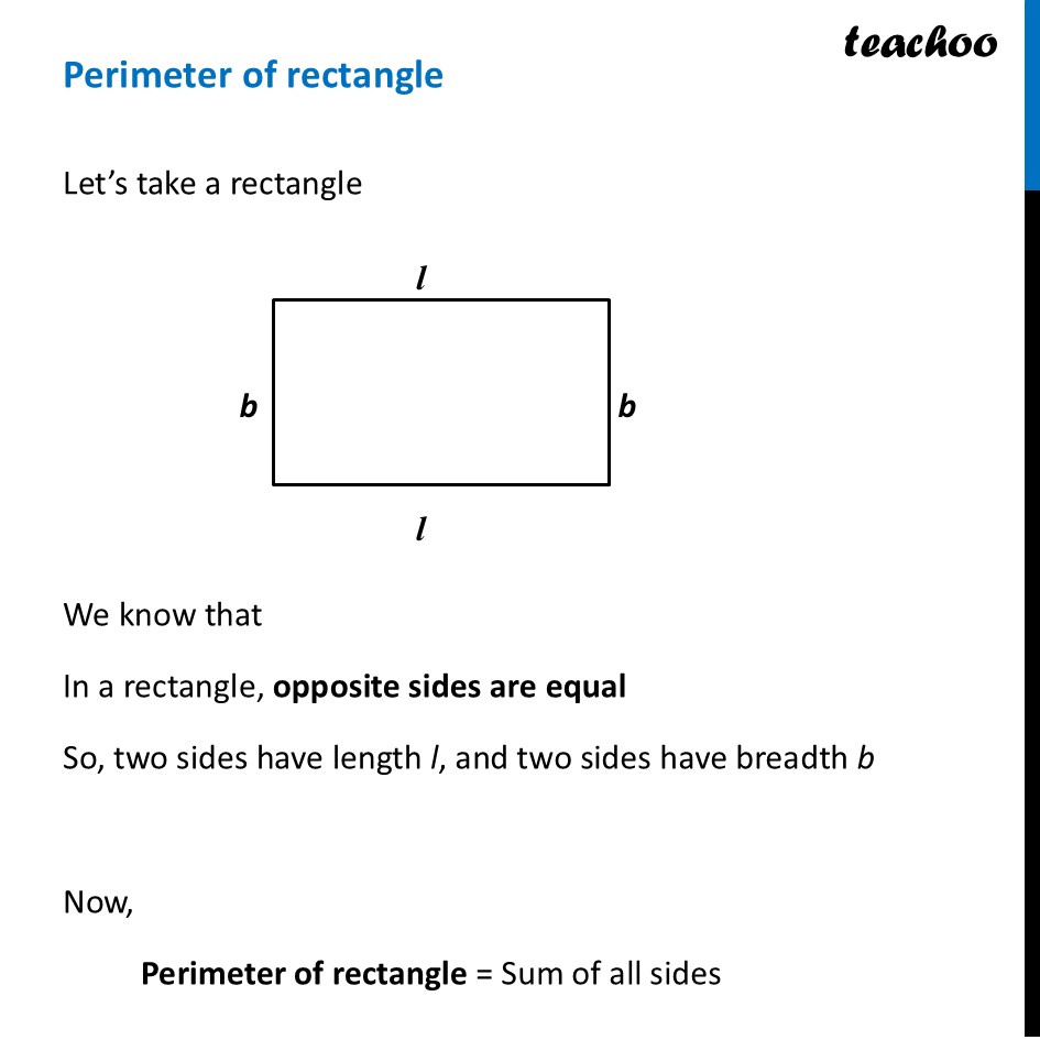Perimeter of Rectangle - Definition, Formula (with Examples) - Teachoo - Perimeter of Rectangle, Square, Triangle