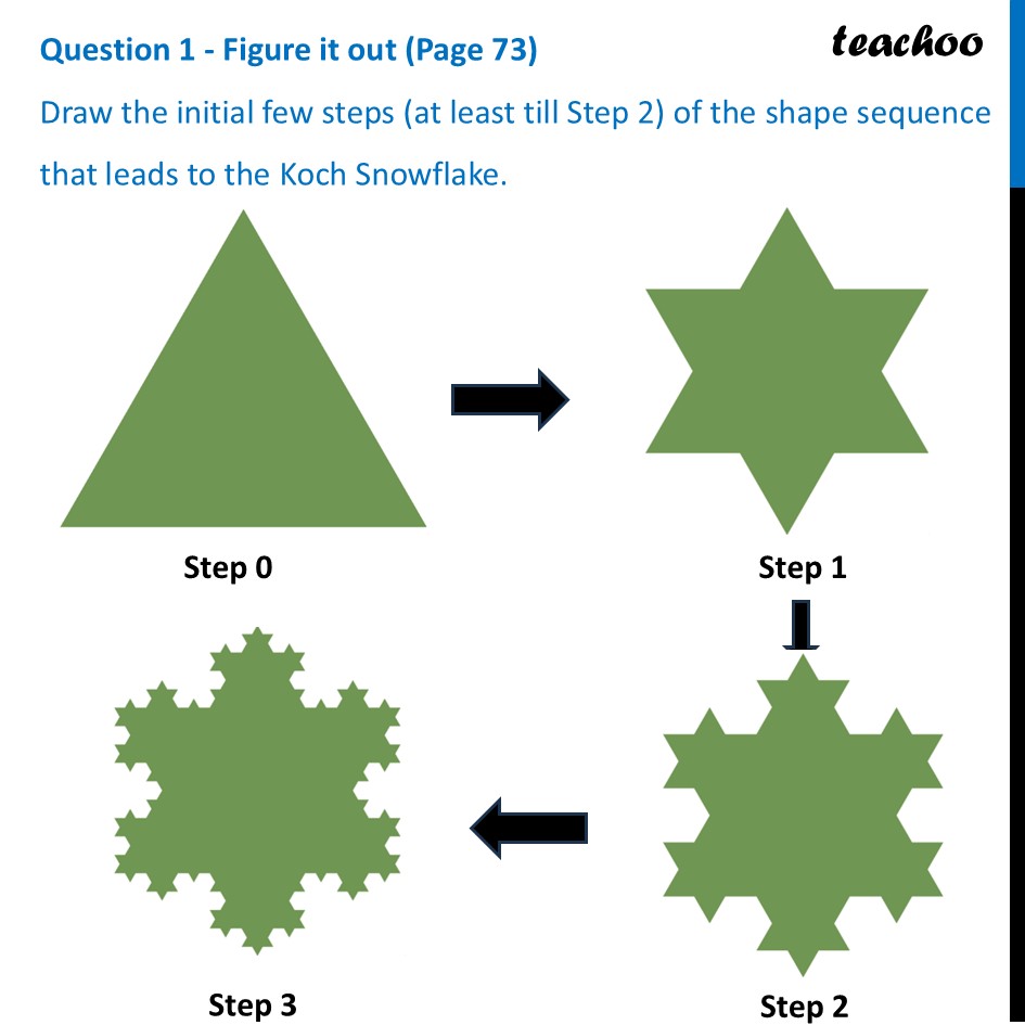 [Maths] Draw the initial few steps (at least till Step 2) of the shape - Koch Snowflake
