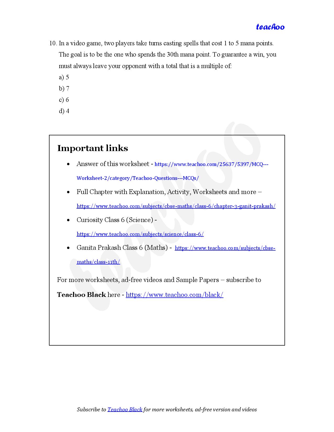 part 4 - MCQ - Worksheet 2 - Teachoo Questions - MCQs - Chapter 3 Class 6 - Number Play (Ganita Prakash) - Class 6 (Ganita Prakash & Old NCERT)