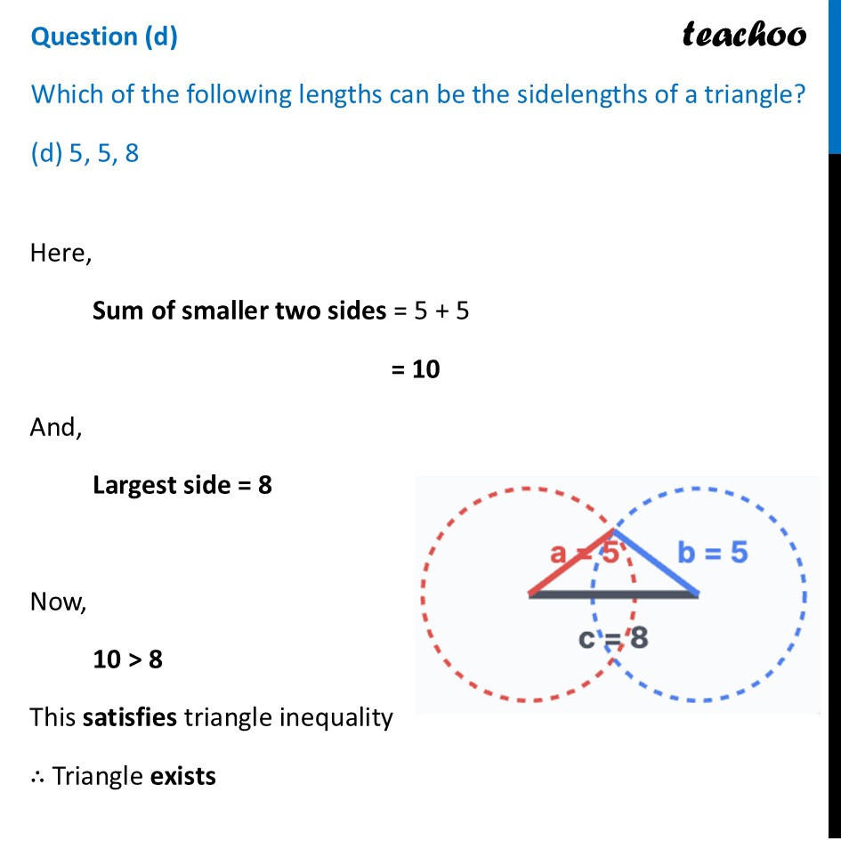 [Class 7] What can be the sidelengths of a triangle using 5, 5, 8? - Figure it out - Page 156