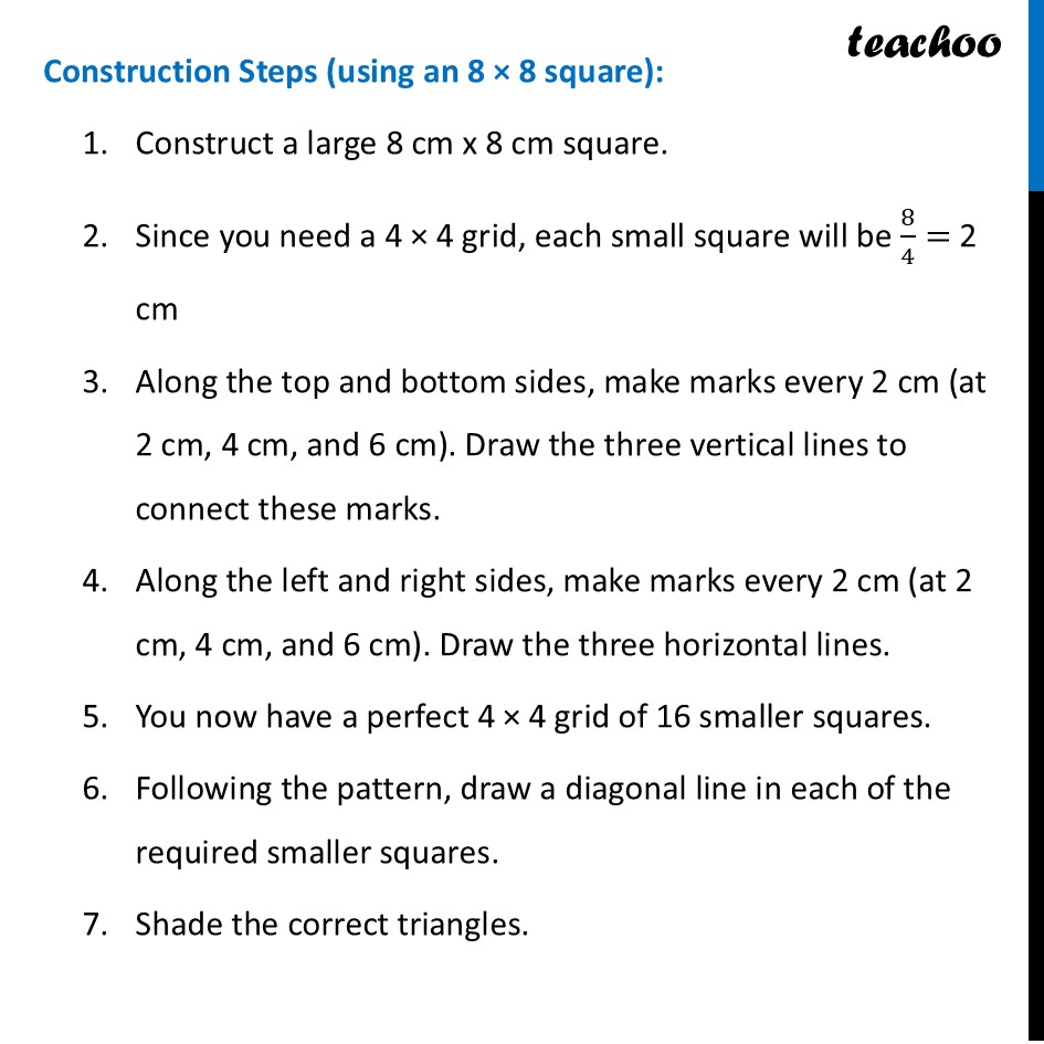 part 4 - Construct Shadings - Questions - Page 201 to 203 - Chapter 8 Class 6 - Playing with Constructions (Ganita Prakash) - Class 6 (Ganita Prakash & Old NCERT)