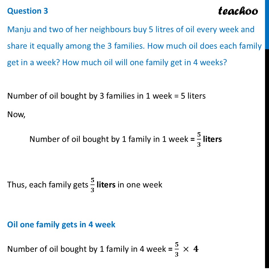 Manju and two of her neighbours buy 5 litres of oil every week & share - Figure it out - Page 176, 177