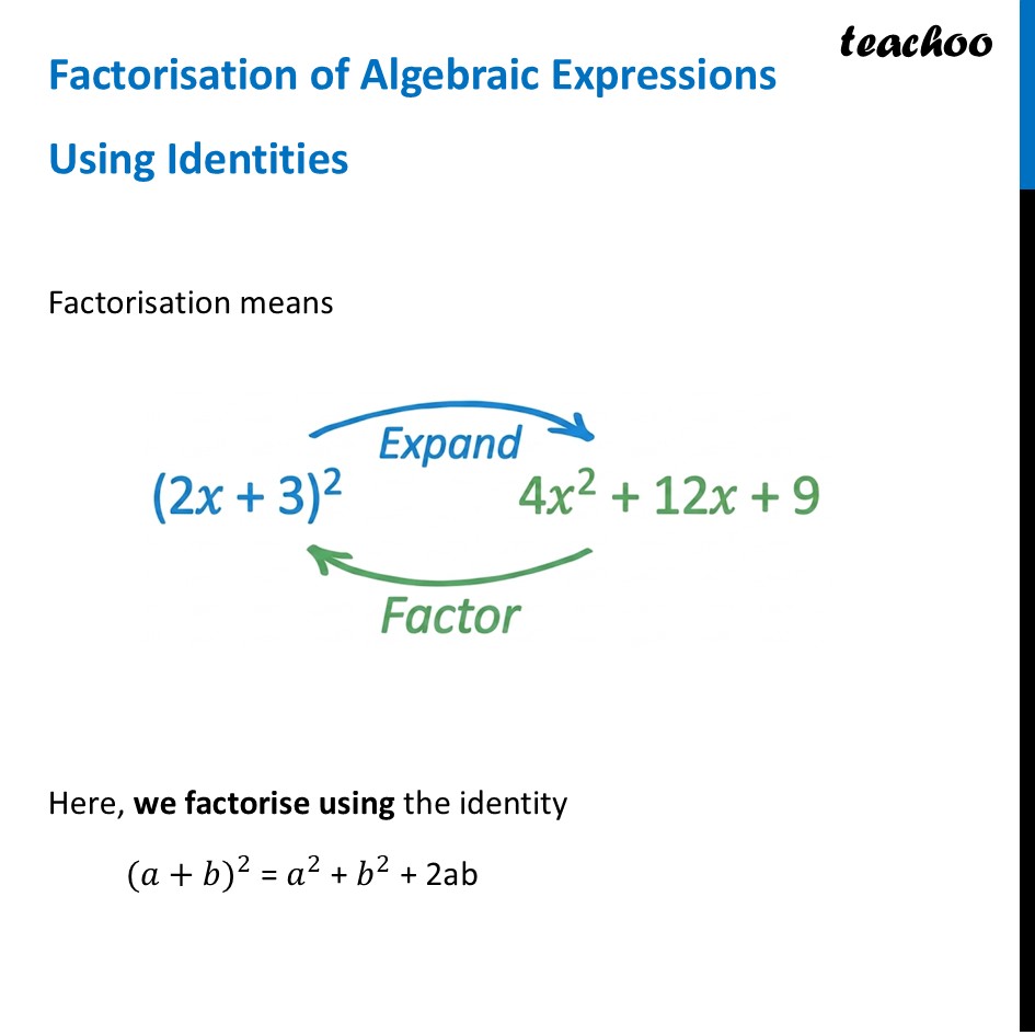 Factorisation of Algebraic Expressions Using Identities [Class 9] - Factorisation of Algebraic Expressions Using Identities