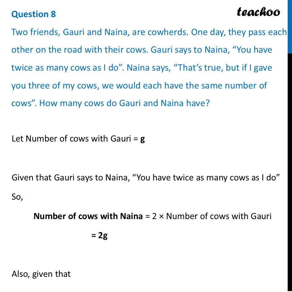 Two friends, Gauri and Naina, are cowherds. One day, they pass each - Figure it out - Page 145-147